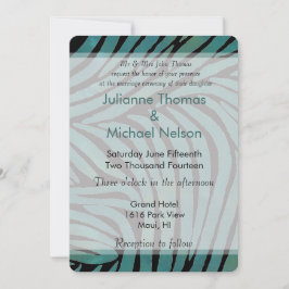 Convite Casamento Impresso de Teal Zebra