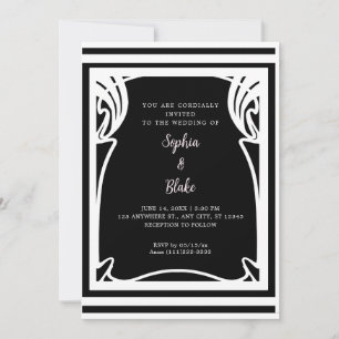 Convite Casamento Incrível em Preto e Branco no Estilo Art