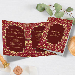 Convite Casamento Indiano ao estilo Bollywood em Dourado e