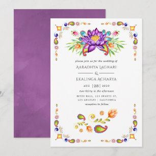 Convite Casamento Indiano Floral Paisley da Moda