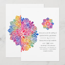 Convite Casamento Indiano Mandala Arco-íris
