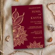 Casamento Indiano Mehendi Henna Borgonha Dourado