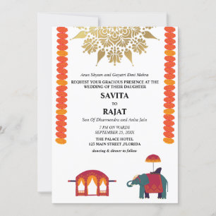 Convite Casamento Indiano Moderno Criativo