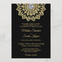 Casamento indiano preto Dourado da mandala