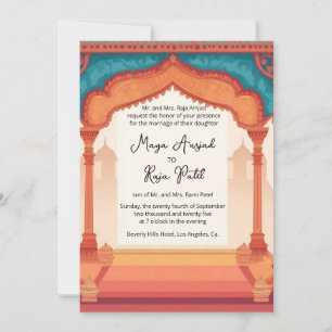 Convite Casamento Indiano Quadro de Arquitetura da Índia