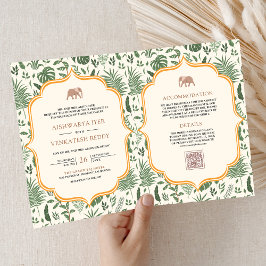 Convite Casamento Indiano Tudo em Um Floresta Tropical Ele