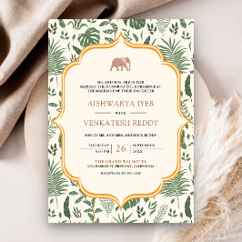 Convite Casamento Indiano Tudo em Um Floresta Tropical Ele