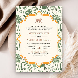 Convite Casamento Indiano Tudo em Um Floresta Tropical Ele