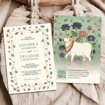 Casamento Indiano Vaca Kamdhenu e Lótus Pichwai