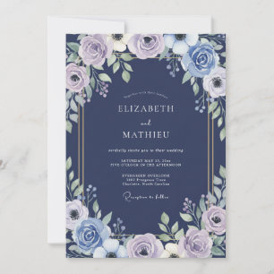 Convite Casamento Indigo Lilac Ranunculus Sage