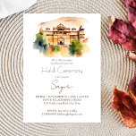 Convite Casamento índio do palácio de Jaipur Haldi<br><div class="desc">Casamento com aquarelas do palácio Jaipur India Haldi editável convite para modelo instantâneo de download digital,  a moderna cor aquática Jaipur Palace vista para convite à cerimônia Haldi.</div>