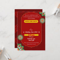 Casamento índio elegante vermelho, salve a data