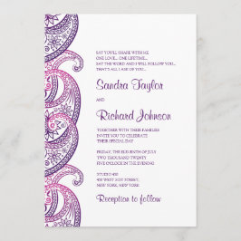 Convite Casamento índio tradicional de Paisley Purple e Pi