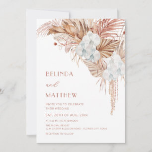 Convite Casamento Informal Flores Aquarela Boho
