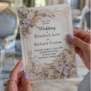 Convite Casamento inglês de luxo floral vintage