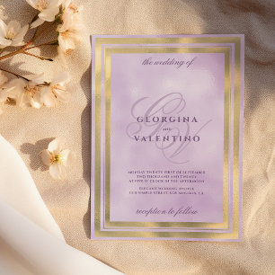 Convite Casamento iniciais monograma luxuoso dourado lavan