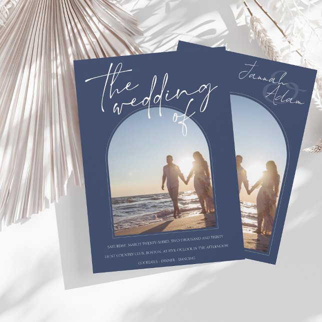 Convite Casamento Inicial de Fotografias do Arco Azul do M (Criador carregado)