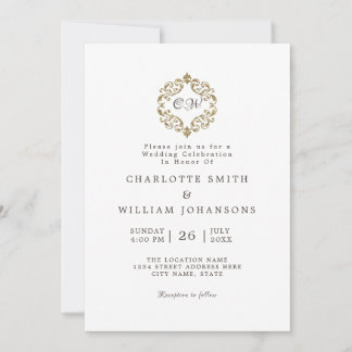 Convite Casamento Inicial de Quadro Simples e Elegante Bra