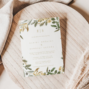 Convite Casamento inicial do Sobrenome de outono Dourado 