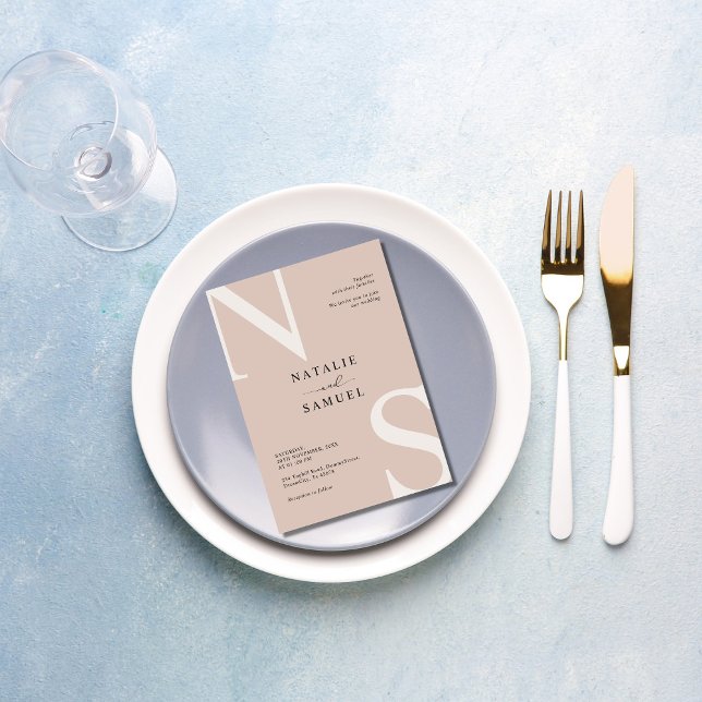 Convite Casamento Inicial Elegante Elegante Minimalista de (Criador carregado)