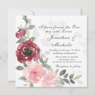Convite Casamento Inspiracional Floral Piscante Rosa 
