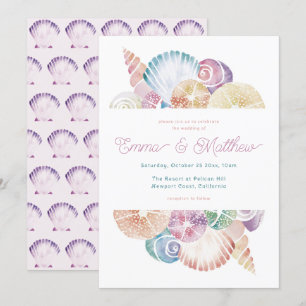 Convite Casamento inspirado em Aquarela de Conchas e Serei