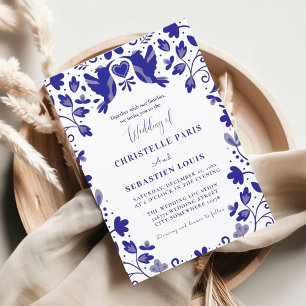 Convite Casamento Inspirado em Papel Picado Azul