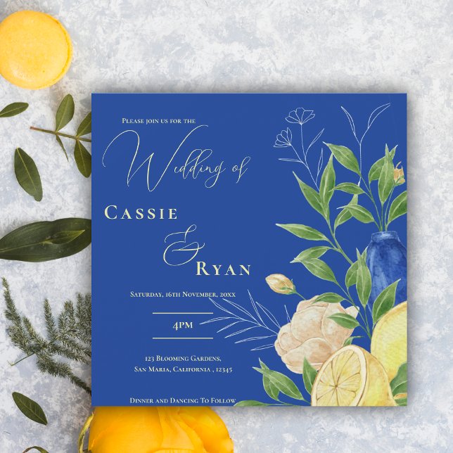 Convite Casamento Inspirado na Tuscana-d'Água-Mediterrâneo (Mediterranean Watercolor Tuscan-Inspired Wedding Invitation)