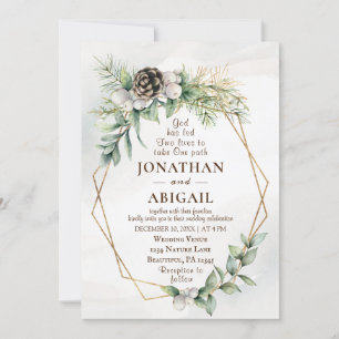 Convite Casamento Inspirador de Winter Berries Greenery