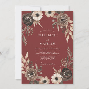 Convite Casamento Intimo da Colheita de Borgonha