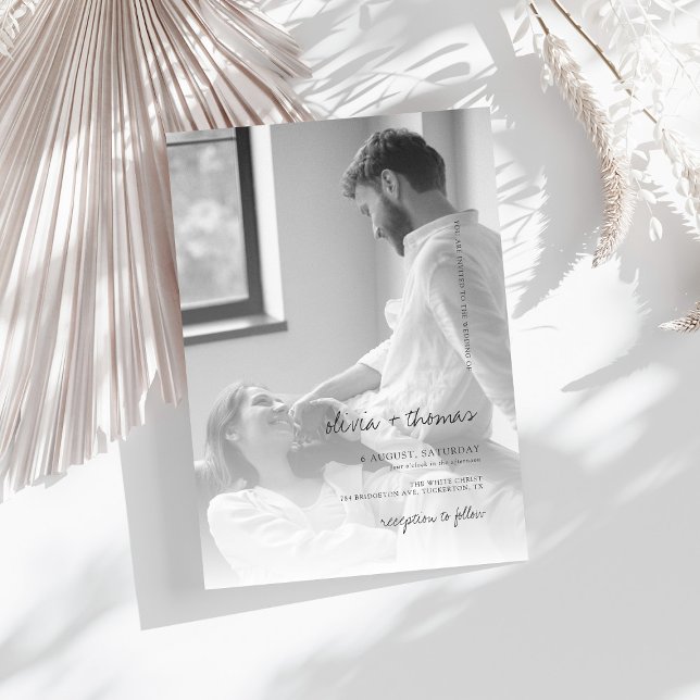 Convite Casamento íntimo de fotografia minimalista (Criador carregado)