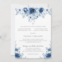 Convite Casamento Invitación de Boda Catolica Azul Marino
