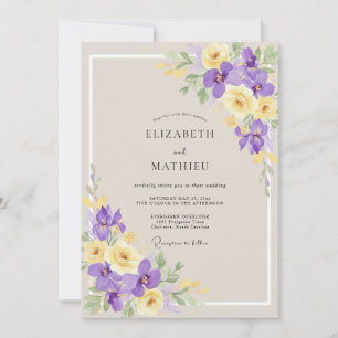 Convite Casamento Íris Eucalipto Amarelo Bege