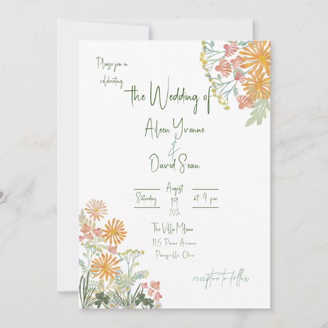 Convite Casamento Irlandês das Daisies Springtime (Frente)