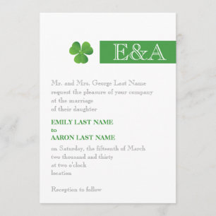 Convite Casamento irlandês verde mínimo moderno da listr