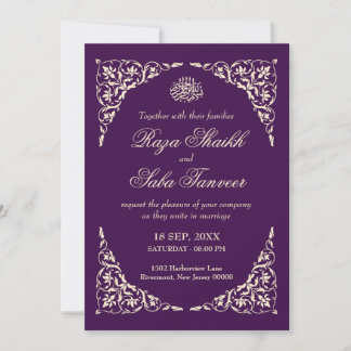 Convite Casamento Islâmico Ameixa Real