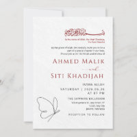 Casamento Islâmico Arte de Borboleta Minimalista e