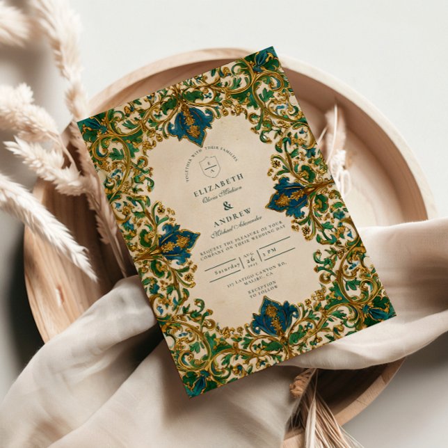 Convite Casamento Islâmico Barroco Esmeralda (Criador carregado)