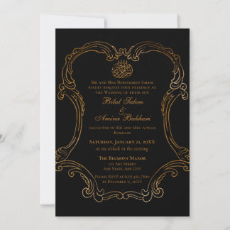 Convite Casamento Islâmico com Frame Dourado do Elegante B