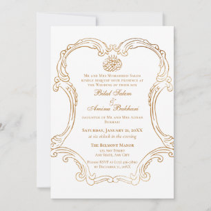 Convite Casamento Islâmico da Frame Dourada Elegante Vinta