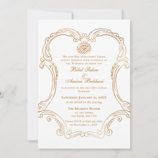 Convite Casamento Islâmico da Frame Dourada Elegante Vinta