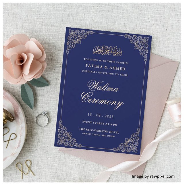 Convite Casamento Islâmico de Blue Walima (Criador carregado)