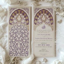 Convite Casamento Islâmico de Lavanda Elegante e Folha de