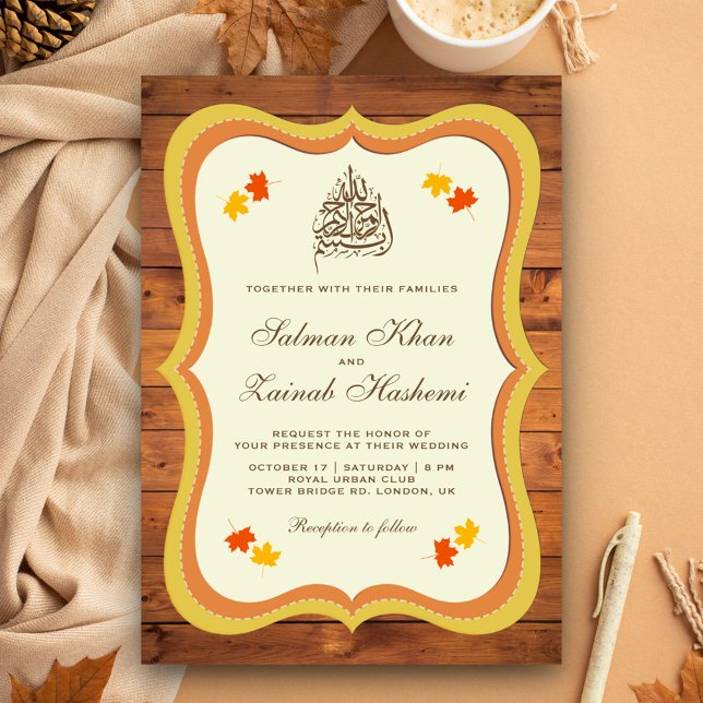 Convite Casamento Islâmico de Madeira de Celeiro Rústico d (Criador carregado)