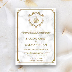 Convite Casamento islâmico de mármore branco de Flourish