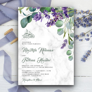 Convite Casamento Islâmico de Mármore de Eucalipto Lavanda
