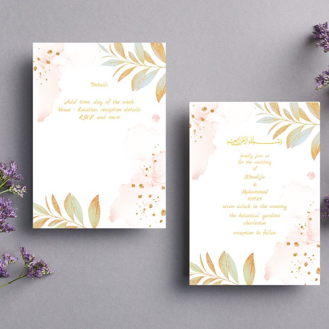 CONVITE CASAMENTO ISLÂMICO DE NA MODA DE ELEGANTE (Criador carregado)