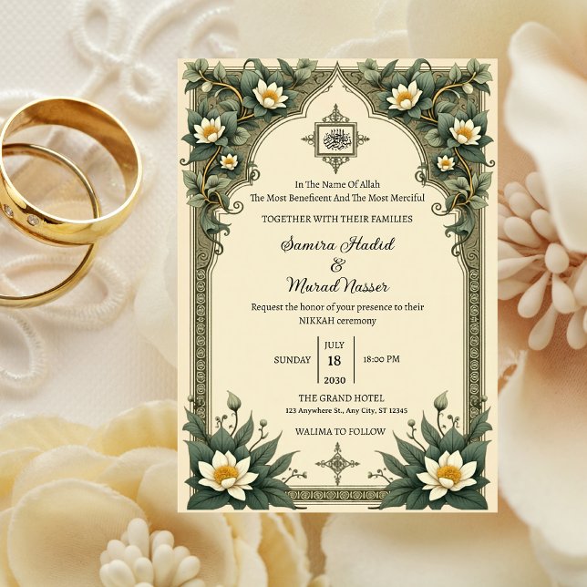 Convite Casamento Islâmico de Nikkah de Luxo (Criador carregado)