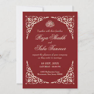 Convite Casamento Islâmico Deep Ruby