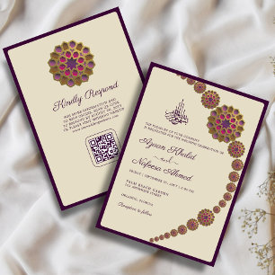 Convite Casamento Islâmico do Código QR Geométrico Elegant